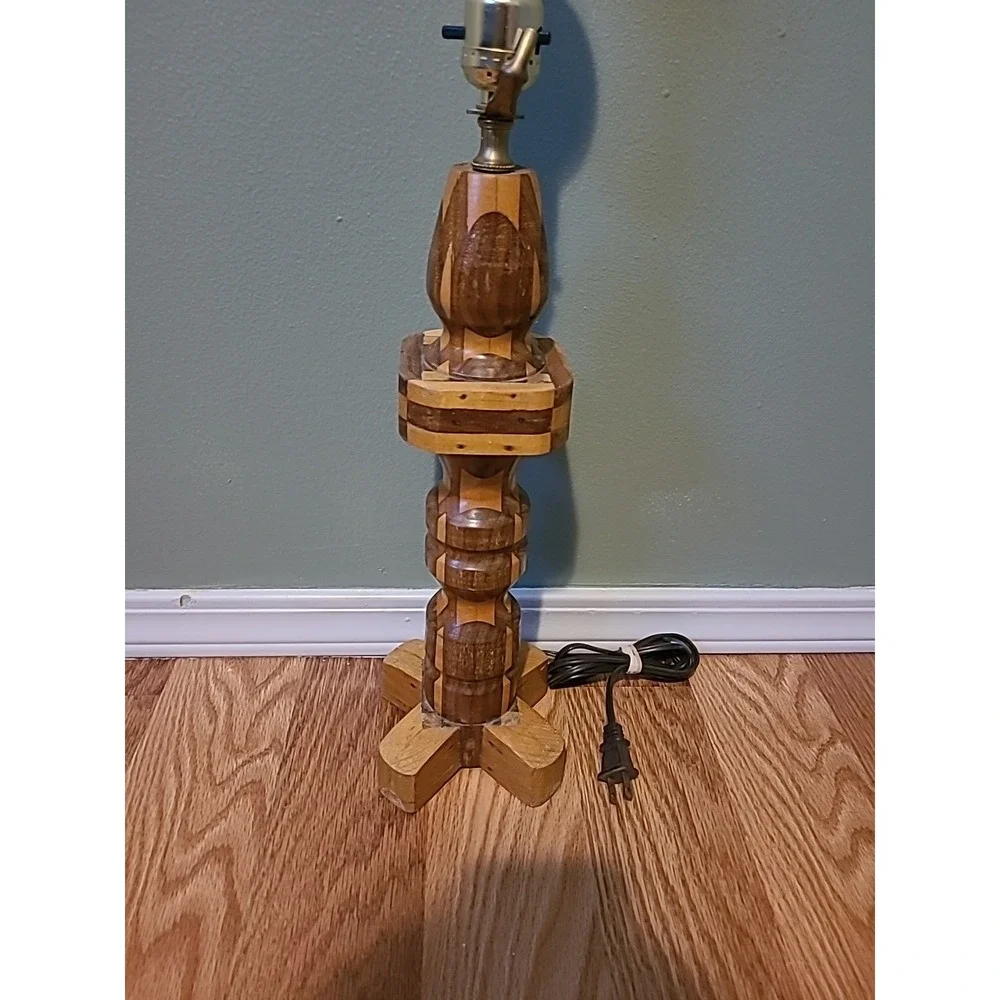 Mid Century‎ Modern Vintage Turned Wood Tall Accent Lamp No Shade Works